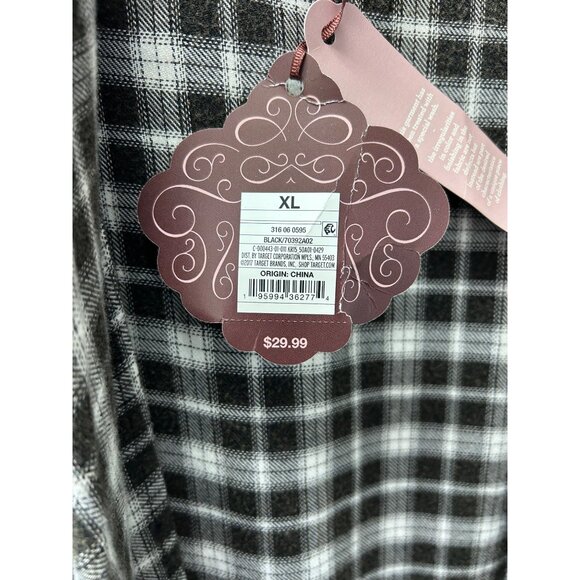 Knox Rose Women’s Open Front Asymmetrical Checkered Cardigan Top Black White XL - Picture 10 of 12